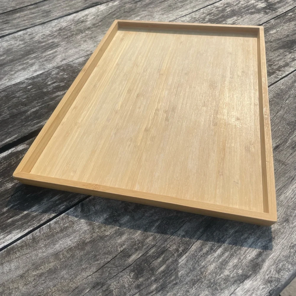 Serving Surface Wooden Tray Tan Yellow
